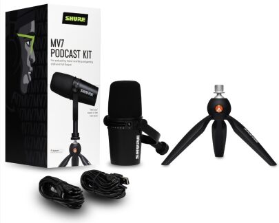 Shure MV7-K-BNDL - dynamiczny mikrofon na USB / XLR w zestawie ze statywem